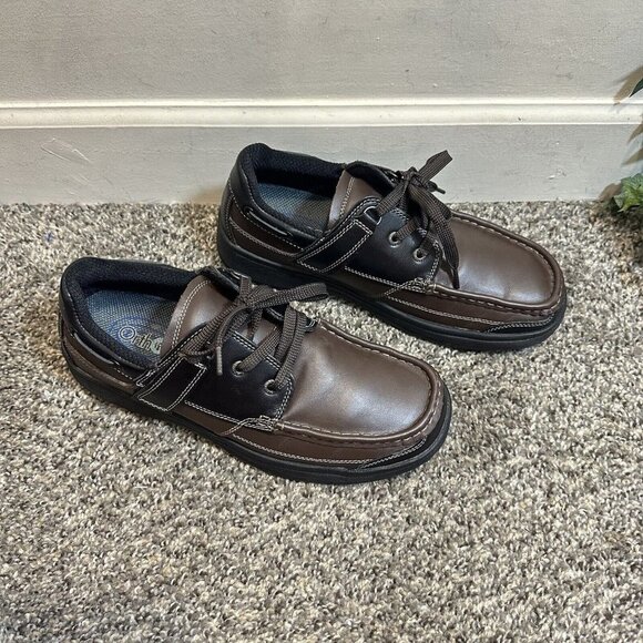 Orthofeet 422 Baton Rouge Brown Black Diabetic Men's Leather Shoes Size 8.5 D - Picture 1 of 8